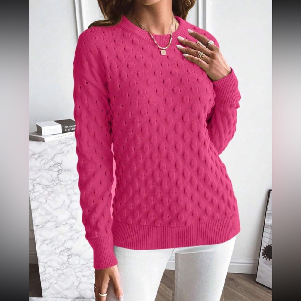 Luxe popcorn knit sweater top - Picture 5 of 16